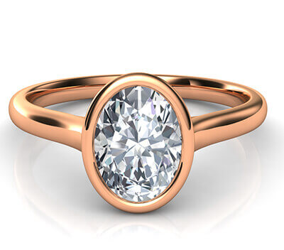 Delicate Low Profile bezel engagement ring for Ovals-Olivia