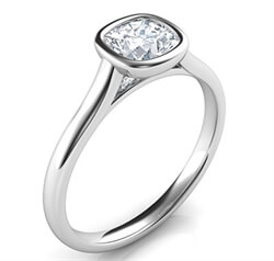 Picture of Delicate Low Profile bezel engagement ring for Cushions-Julia