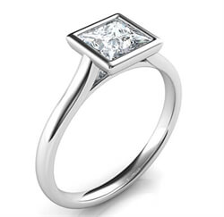 Picture of Delicate Low Profile bezel engagement ring for Princess diamonds-Angelina