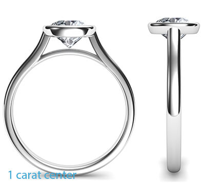 Delicado anillo de compromiso de bisel de perfil bajo para Princess Diamonds-Angelina