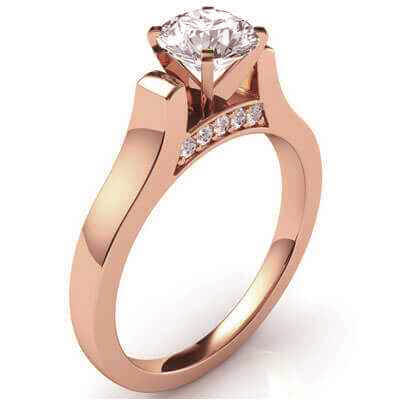 Designers Cathedral Rose Gold engagement ring with side stones