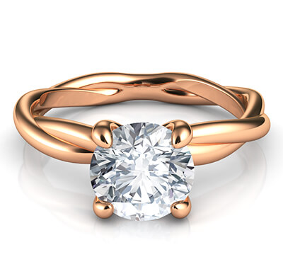 Cristal, el anillo de compromiso solitario en oro rosa para todas las formas.