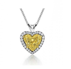 Foto Colgante de corazón con diamantes naturales de color amarillo vivo, 1,27 quilates SI de