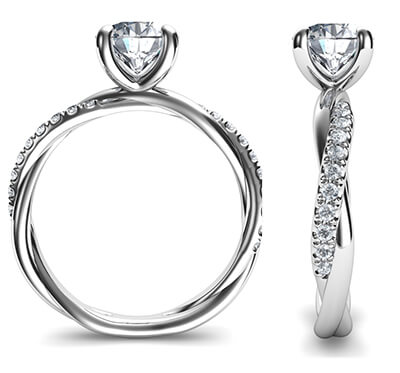 Crystal- the rope engagement ring with side diamonds, for all shapes
