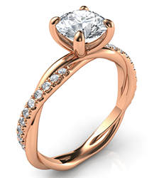 Picture of Crystal- Rose gold rope engagement ring with side diamonds, for all shapes