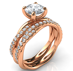 Picture of Rose gold rope bridal set with dismonds, for all diamonds shapes and sizes