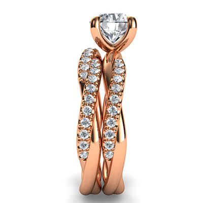 Rose gold rope bridal set with dismonds, for all diamonds shapes and sizes