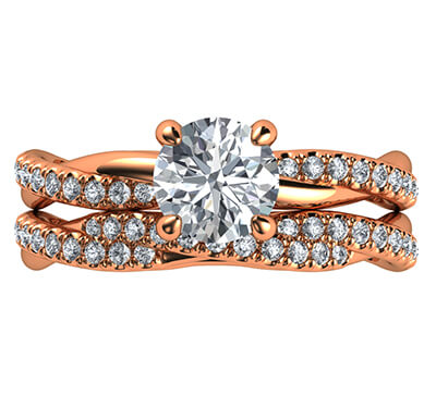Rose gold rope bridal set with dismonds, for all diamonds shapes and sizes