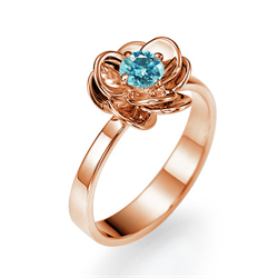 Picture of Sky Blue natural diamond in rose gold Viola flower engagement ring