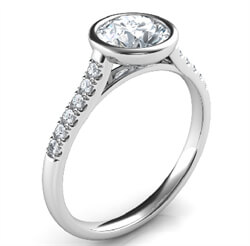 Picture of  Low Profile cathedral bezel set engagement ring for Rounds with side diamonds-Amy