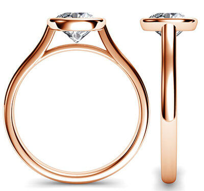 Rose Gold Delicate Low Profile bezel engagement ring-Anna