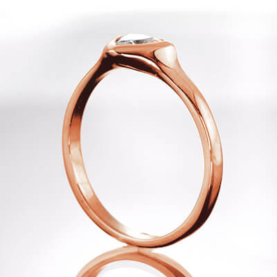 Rose Gold Triangle cheap Engagement ring with 0.24 Carat H VS1 natural diamond
