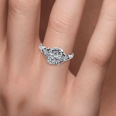 Leaf motif Vintage style engagement ring-Sharon