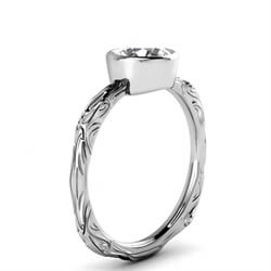 Picture of Solitaire Leaf motif low profile bezel set engagement ring-Shirley
