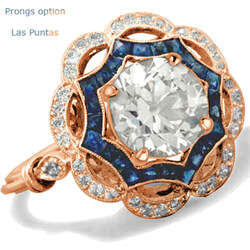 Foto Anillo Art Deco anillo de compromiso de diamantes Halo de