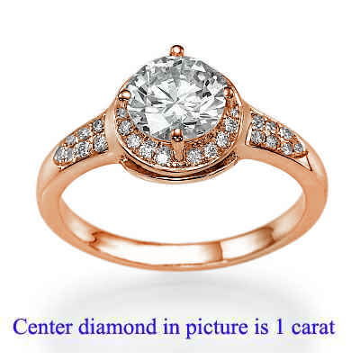 Rose Gold One row Halo for bigger diamonds