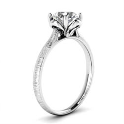 Picture of Contemporary hand brushed cathedral solitaire engagement ring, Kathleen
