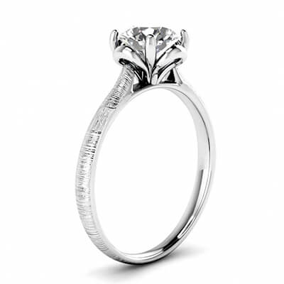 Contemporary hand brushed solitaire engagement ring, Kathleen