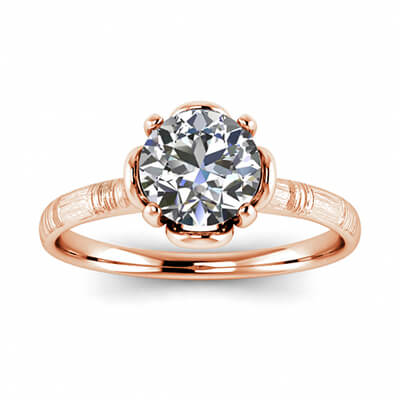 Contemporary hand brushed cathedral solitaire engagement ring, Kathleen