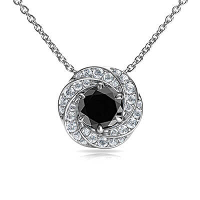 The Spinner pendant with 1 carat Black center diamond