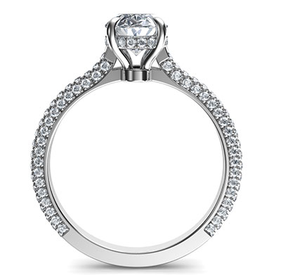 Oval hidden halo engagement ring
