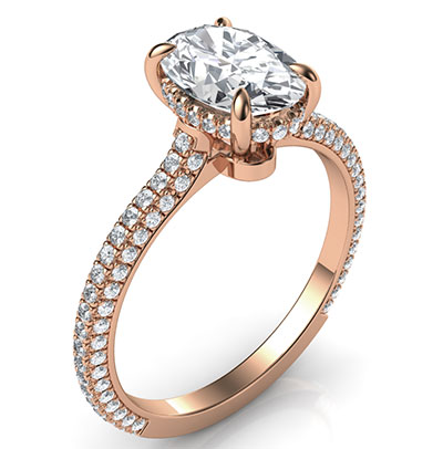 Rose gold all shapes diamond encrusted secret halo Engagement ring