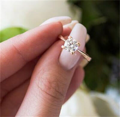 Delicate Rose Gold solitaire engagement ring-Patricia
