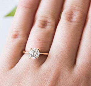 Delicate Rose Gold solitaire engagement ring-Patricia