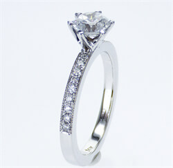 Picture of Pave set side diamonds Novo engagement ring