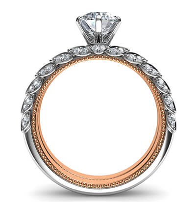 Leaf motif vintage bridal set with side diamonds 0.36 carat