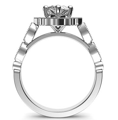 Art Deco style halo engagement ring for Marquise diamonds
