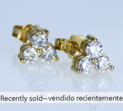 Three common prongs diamond cluster earrings, 0.58 carats