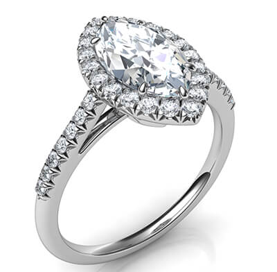 Delicate halo for Marquise,1.5 mm band