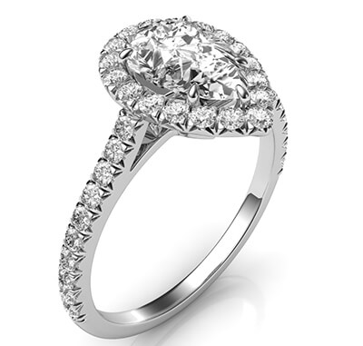 Delicate halo for Pears, 1.5 mm band, 1/3 carat side diamonds Micro-Paved set