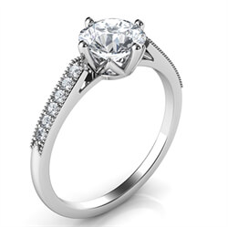 Picture of Low Profile cathedral engagement ring with side diamonds-Sandra