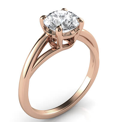 Solitaire engagement ring with a twist, Margaret, in Rose Gold