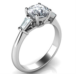 Picture of Cathedral engagement ring  with two tapered Baguette diamonds 0.24 carat