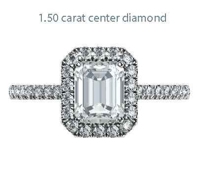 Anillo de compromiso de halo para diamantes más grandes.