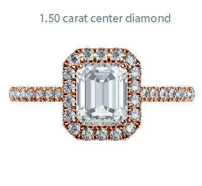 Anillo de compromiso de halo para diamantes más grandes.