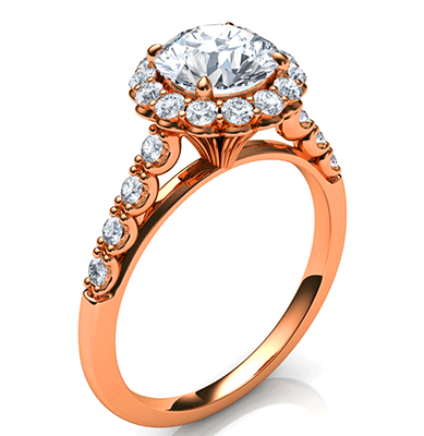 Designers,Vintage Halo 0.32 Cts side diamonds engagement ring