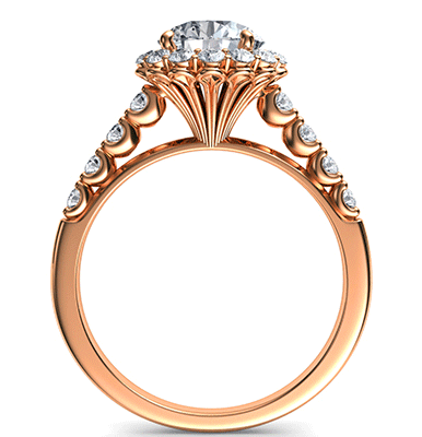 Rose Gold Designers,Vintage Halo 0.32  Ct side diamonds engagement ring