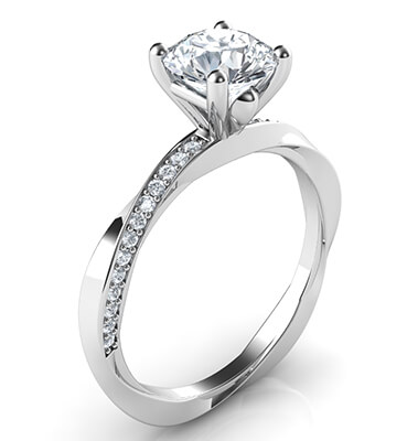 Twisting ring model, with side diamonds 0.13 carat