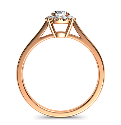 Rose Gold Delicate Halo Engagement ring settings for smaller round diamonds, 0.20 to 0.60 carat