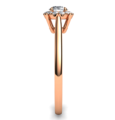 Rose Gold Delicate Halo Engagement ring settings for smaller round diamonds, 0.20 to 0.60 carat