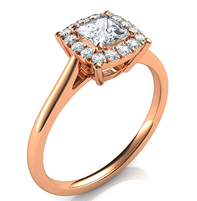 Princess Delicate Halo Cathedral Engagement ring settings for smaller Princess diamonds, 0.20 to 0.60 carat