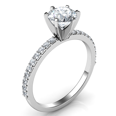 4 or 6 prongs  head engagement ring model, with side diamonds common prongs set 0.20 carat