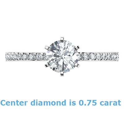 4 or 6 prongs  head engagement ring model, with side diamonds common prongs set 0.20 carat