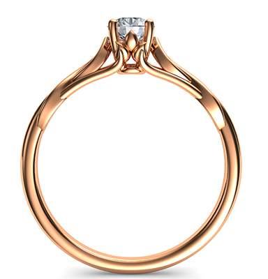 Rose Gold Leaf motif infinity Solitaire engagement ring, For smaller diamonds