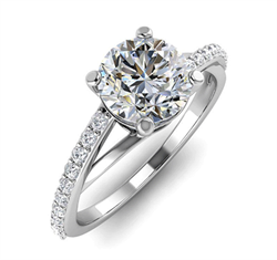 Picture of Cathedral engagement ring with a twist,set with side diamonds 0.22 carat