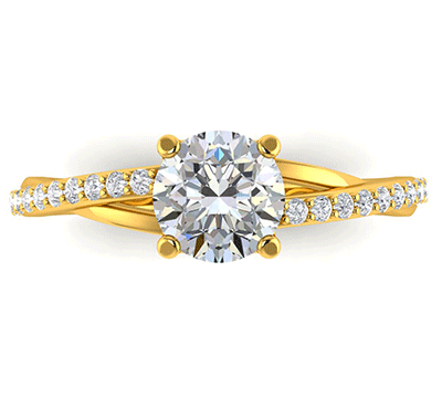 engagement ring with a twist,set with side diamonds 0.22 carat